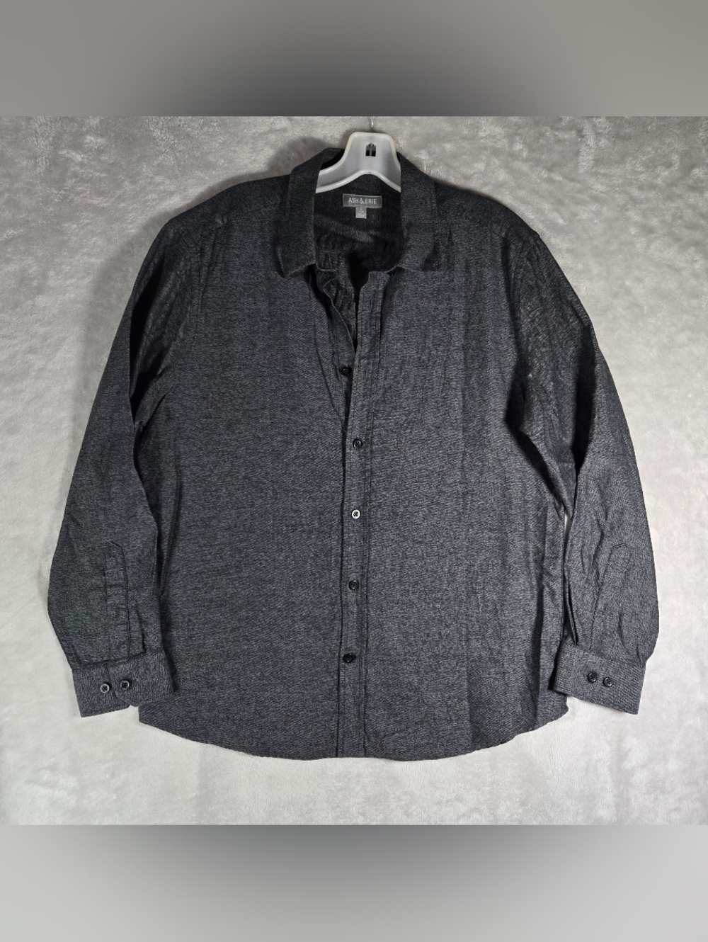 Ash & Erie Long Sleeve Button Down Mens Size  Large L Slim Fit Heathered Gray